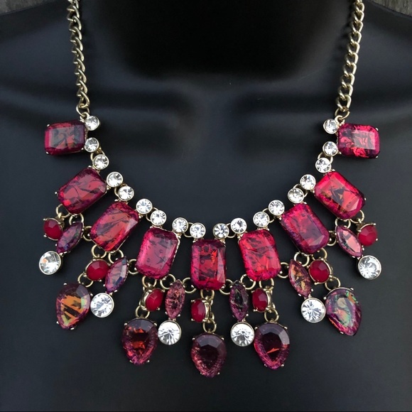 Ruby Red Iridescent Ornate Necklace - Picture 12 of 12